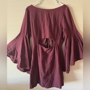 Free People Burgundy Cut Out Wrap Dress size L